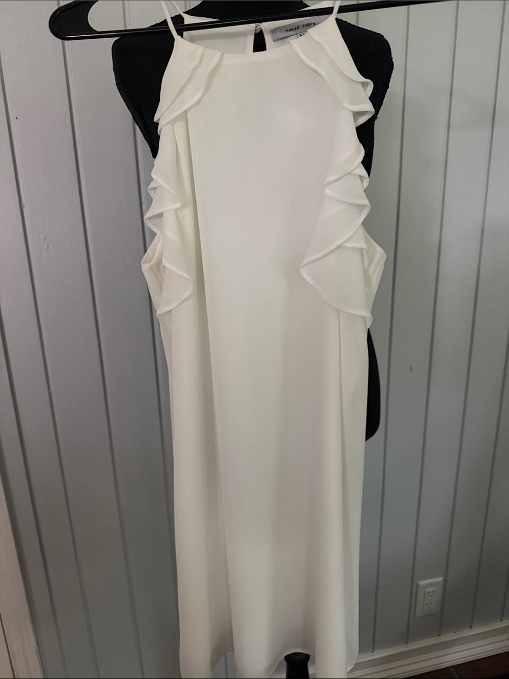 White  Ruffle-Trim Mini Dress - Picture 2 of 4